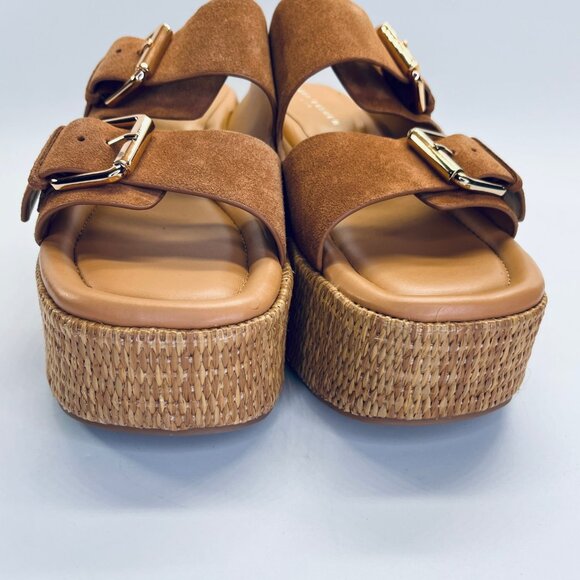 Marc Fisher Palery Suede Platform Sandal Size 9.5 Brown Leather Espadrille - Picture 4 of 15